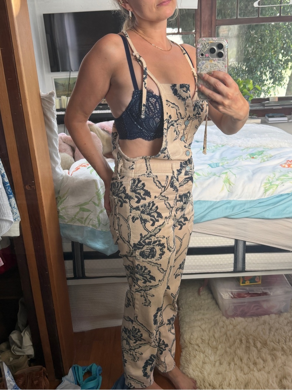 Anthropologie chinoiserie denim Jumpsuit